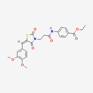 molecular formula C24H24N2O7S B3909084 ethyl 4-[3-[(5E)-5-[(3,4-dimethoxyphenyl)methylidene]-2,4-dioxo-1,3-thiazolidin-3-yl]propanoylamino]benzoate 