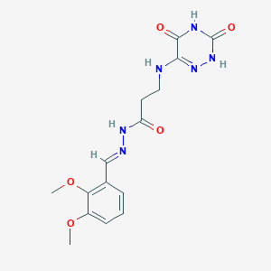 molecular formula C15H18N6O5 B3909154 (E)-N'-(2,3-Dimethoxybenzylidene)-3-((3,5-dioxo-2,3,4,5-tetrahydro-1,2,4-triazin-6-yl)amino)propanehydrazide 