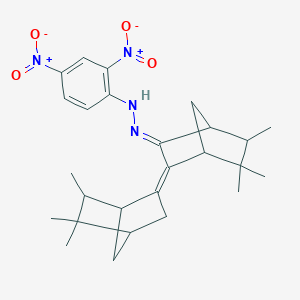 molecular formula C26H34N4O4 B390916 3-[(2,4-Dinitrophenyl)hydrazono]-5,5',6,6,6',6'-hexamethyl-2,2'-bis(bicyclo[2.2.1]heptan-2-ylidene) 