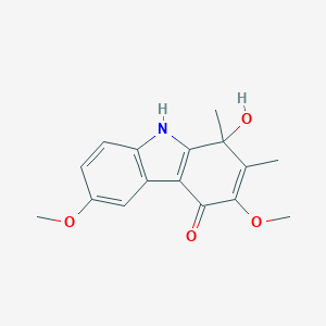 molecular formula C16H17NO4 B039092 1-hydroxy-3,6-dimethoxy-1,2-dimethyl-9H-carbazol-4-one CAS No. 115920-42-8
