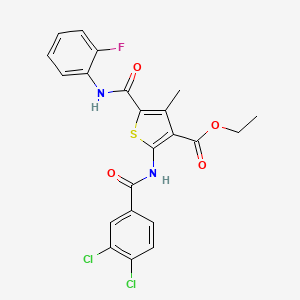 molecular formula C22H17Cl2FN2O4S B3909251 Ethyl 2-(3,4-dichlorobenzamido)-5-[(2-fluorophenyl)carbamoyl]-4-methylthiophene-3-carboxylate 