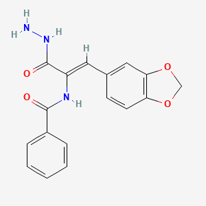 molecular formula C17H15N3O4 B3909255 N-[(1Z)-1-(1,3-benzodioxol-5-yl)-3-hydrazinyl-3-oxoprop-1-en-2-yl]benzamide 