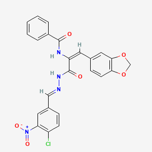 molecular formula C24H17ClN4O6 B3909355 N-[(1E)-2-(2H-1,3-BENZODIOXOL-5-YL)-1-{N'-[(E)-(4-CHLORO-3-NITROPHENYL)METHYLIDENE]HYDRAZINECARBONYL}ETH-1-EN-1-YL]BENZAMIDE 