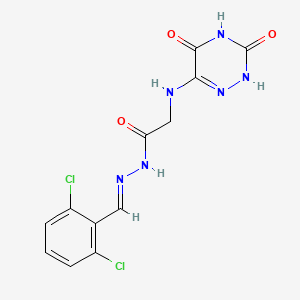 molecular formula C12H10Cl2N6O3 B3909394 N'-[(E)-(2,6-Dichlorophenyl)methylidene]-2-[(3,5-dioxo-2,3,4,5-tetrahydro-1,2,4-triazin-6-YL)amino]acetohydrazide 