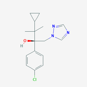 molecular formula C16H20ClN3O B039094 (2R)-2-(4-chlorophenyl)-3-cyclopropyl-3-methyl-1-(1,2,4-triazol-1-yl)butan-2-ol CAS No. 118550-34-8