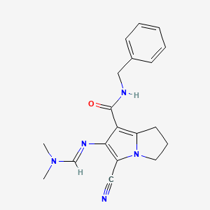 molecular formula C19H21N5O B3909411 N-benzyl-3-cyano-2-(dimethylaminomethylideneamino)-6,7-dihydro-5H-pyrrolizine-1-carboxamide 