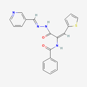 molecular formula C20H16N4O2S B3909441 N-[(1E)-3-oxo-3-[(2E)-2-(pyridin-3-ylmethylidene)hydrazinyl]-1-(thiophen-2-yl)prop-1-en-2-yl]benzamide 