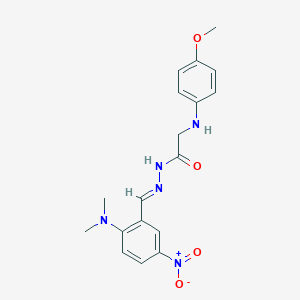 molecular formula C18H21N5O4 B390956 N'-{2-(dimethylamino)-5-nitrobenzylidene}-2-(4-methoxyanilino)acetohydrazide 