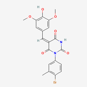 molecular formula C20H17BrN2O6 B3909574 (5E)-1-(4-bromo-3-methylphenyl)-5-[(4-hydroxy-3,5-dimethoxyphenyl)methylidene]-1,3-diazinane-2,4,6-trione 