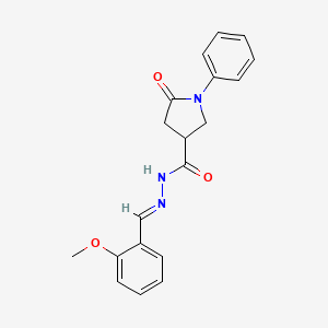 molecular formula C19H19N3O3 B3909615 N'-[(E)-(2-methoxyphenyl)methylidene]-5-oxo-1-phenylpyrrolidine-3-carbohydrazide 
