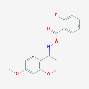 molecular formula C17H14FNO4 B3909707 [(4E)-7-METHOXY-3,4-DIHYDRO-2H-1-BENZOPYRAN-4-YLIDENE]AMINO 2-FLUOROBENZOATE 