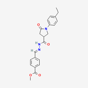 molecular formula C22H23N3O4 B3909728 methyl 4-[(E)-(2-{[1-(4-ethylphenyl)-5-oxopyrrolidin-3-yl]carbonyl}hydrazinylidene)methyl]benzoate 
