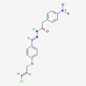 molecular formula C18H16ClN3O4 B3909787 N'-[(E)-(4-{[(2E)-3-chloroprop-2-en-1-yl]oxy}phenyl)methylidene]-2-(4-nitrophenyl)acetohydrazide 