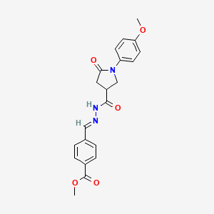 molecular formula C21H21N3O5 B3909917 methyl 4-[(E)-(2-{[1-(4-methoxyphenyl)-5-oxopyrrolidin-3-yl]carbonyl}hydrazinylidene)methyl]benzoate 