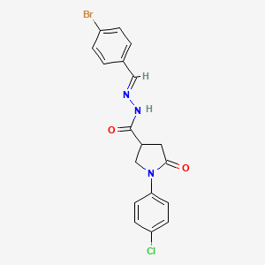 molecular formula C18H15BrClN3O2 B3909995 N'-[(E)-(4-bromophenyl)methylidene]-1-(4-chlorophenyl)-5-oxopyrrolidine-3-carbohydrazide 