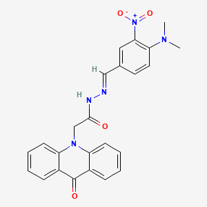 molecular formula C24H21N5O4 B3910092 N'-[(E)-[4-(DIMETHYLAMINO)-3-NITROPHENYL]METHYLIDENE]-2-(9-OXO-9,10-DIHYDROACRIDIN-10-YL)ACETOHYDRAZIDE 