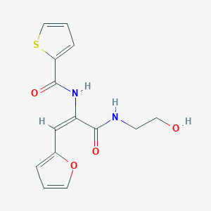 molecular formula C14H14N2O4S B3910181 N-{(1E)-1-(furan-2-yl)-3-[(2-hydroxyethyl)amino]-3-oxoprop-1-en-2-yl}thiophene-2-carboxamide 