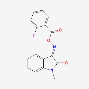 molecular formula C16H11FN2O3 B3910195 [(E)-(1-methyl-2-oxoindol-3-ylidene)amino] 2-fluorobenzoate 