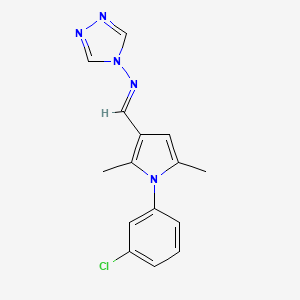 molecular formula C15H14ClN5 B3910376 N-{(E)-[1-(3-chlorophenyl)-2,5-dimethyl-1H-pyrrol-3-yl]methylidene}-4H-1,2,4-triazol-4-amine 