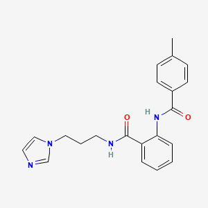molecular formula C21H22N4O2 B3910403 N~1~-[3-(1H-IMIDAZOL-1-YL)PROPYL]-2-[(4-METHYLBENZOYL)AMINO]BENZAMIDE 