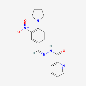 molecular formula C17H17N5O3 B3910469 N-[(Z)-(3-nitro-4-pyrrolidin-1-ylphenyl)methylideneamino]pyridine-2-carboxamide 
