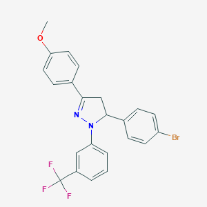 molecular formula C23H18BrF3N2O B391047 5-(4-bromophenyl)-3-(4-methoxyphenyl)-1-[3-(trifluoromethyl)phenyl]-4,5-dihydro-1H-pyrazole 