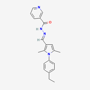 molecular formula C21H22N4O B3910531 N'-{(E)-[1-(4-ethylphenyl)-2,5-dimethyl-1H-pyrrol-3-yl]methylidene}pyridine-3-carbohydrazide 