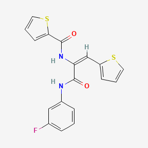 molecular formula C18H13FN2O2S2 B3910543 N-[1-{[(3-fluorophenyl)amino]carbonyl}-2-(2-thienyl)vinyl]-2-thiophenecarboxamide 