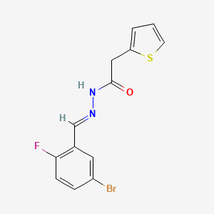 molecular formula C13H10BrFN2OS B3910621 N'-[(E)-(5-bromo-2-fluorophenyl)methylidene]-2-(thiophen-2-yl)acetohydrazide 