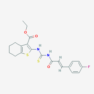 molecular formula C21H21FN2O3S2 B391066 Ethyl 2-[({[3-(4-fluorophenyl)acryloyl]amino}carbothioyl)amino]-4,5,6,7-tetrahydro-1-benzothiophene-3-carboxylate 