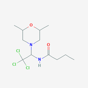 molecular formula C12H21Cl3N2O2 B3910730 N-[2,2,2-trichloro-1-(2,6-dimethylmorpholin-4-yl)ethyl]butanamide 