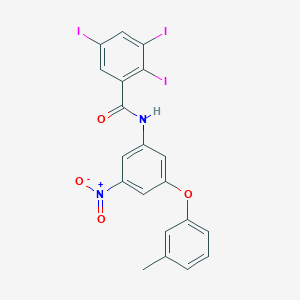 molecular formula C20H13I3N2O4 B391074 N-[3-nitro-5-(3-methylphenoxy)phenyl]-2,3,5-triiodobenzamide 