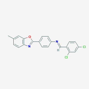 molecular formula C21H14Cl2N2O B391097 N-(2,4-dichlorobenzylidene)-N-[4-(6-methyl-1,3-benzoxazol-2-yl)phenyl]amine 