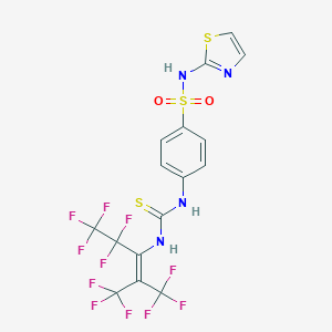 molecular formula C16H9F11N4O2S3 B391108 N-(1,3-thiazol-2-yl)-4-[({[3,3,3-trifluoro-1-(1,1,2,2,2-pentafluoroethyl)-2-(trifluoromethyl)-1-propenyl]amino}carbothioyl)amino]benzenesulfonamide 