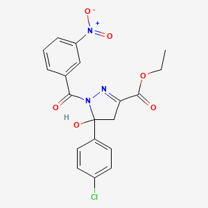 molecular formula C19H16ClN3O6 B3911395 ethyl 5-(4-chlorophenyl)-5-hydroxy-1-(3-nitrobenzoyl)-4H-pyrazole-3-carboxylate 