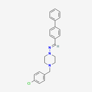 molecular formula C24H24ClN3 B3911631 N-[(E)-biphenyl-4-ylmethylidene]-4-(4-chlorobenzyl)piperazin-1-amine CAS No. 303105-23-9