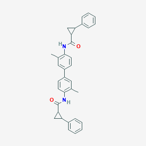 molecular formula C34H32N2O2 B391184 N-[3,3'-DIMETHYL-4'-(2-PHENYLCYCLOPROPANEAMIDO)-[1,1'-BIPHENYL]-4-YL]-2-PHENYLCYCLOPROPANE-1-CARBOXAMIDE 