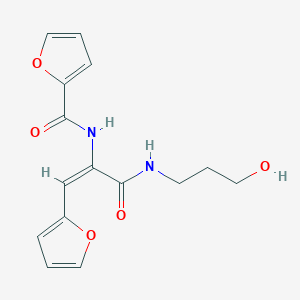 molecular formula C15H16N2O5 B3911963 N-{(1E)-1-(furan-2-yl)-3-[(3-hydroxypropyl)amino]-3-oxoprop-1-en-2-yl}furan-2-carboxamide 
