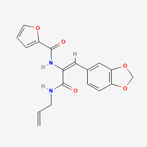 molecular formula C18H16N2O5 B3912157 N-[(E)-1-(1,3-benzodioxol-5-yl)-3-oxo-3-(prop-2-enylamino)prop-1-en-2-yl]furan-2-carboxamide 