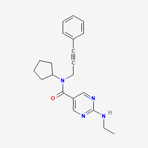 molecular formula C21H24N4O B3912706 N-cyclopentyl-2-(ethylamino)-N-(3-phenylprop-2-yn-1-yl)pyrimidine-5-carboxamide 