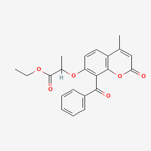 molecular formula C22H20O6 B3912764 ethyl 2-[(8-benzoyl-4-methyl-2-oxo-2H-chromen-7-yl)oxy]propanoate 