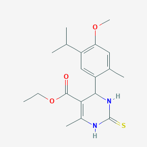 molecular formula C19H26N2O3S B3912832 ETHYL 4-[4-METHOXY-2-METHYL-5-(PROPAN-2-YL)PHENYL]-6-METHYL-2-SULFANYLIDENE-1,2,3,4-TETRAHYDROPYRIMIDINE-5-CARBOXYLATE 