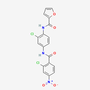 molecular formula C18H11Cl2N3O5 B3912853 N-(2-chloro-4-{[(2-chloro-4-nitrophenyl)carbonyl]amino}phenyl)furan-2-carboxamide 