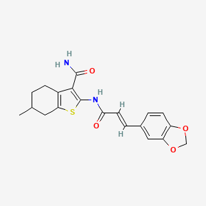 molecular formula C20H20N2O4S B3912944 2-{[(2E)-3-(1,3-benzodioxol-5-yl)prop-2-enoyl]amino}-6-methyl-4,5,6,7-tetrahydro-1-benzothiophene-3-carboxamide 