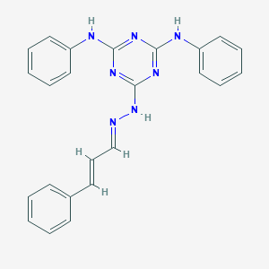 molecular formula C24H21N7 B391311 N2,N4-DIPHENYL-6-[(2E)-2-[(2E)-3-PHENYLPROP-2-EN-1-YLIDENE]HYDRAZIN-1-YL]-1,3,5-TRIAZINE-2,4-DIAMINE 