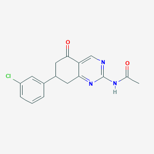 molecular formula C16H14ClN3O2 B3913312 N-[7-(3-chlorophenyl)-5-oxo-7,8-dihydro-6H-quinazolin-2-yl]acetamide 