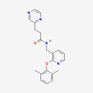 molecular formula C21H22N4O2 B3913439 N-[[2-(2,6-dimethylphenoxy)pyridin-3-yl]methyl]-3-pyrazin-2-ylpropanamide 