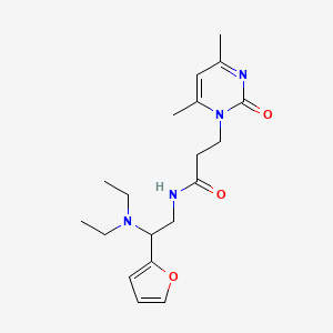 molecular formula C19H28N4O3 B3913508 N-[2-(diethylamino)-2-(2-furyl)ethyl]-3-(4,6-dimethyl-2-oxopyrimidin-1(2H)-yl)propanamide 
