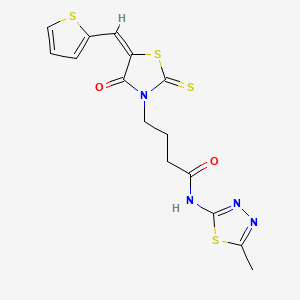 molecular formula C15H14N4O2S4 B3913574 N-(5-METHYL-1,3,4-THIADIAZOL-2-YL)-4-[(5E)-4-OXO-5-(2-THIENYLMETHYLENE)-2-THIOXO-1,3-THIAZOLIDIN-3-YL]BUTANAMIDE 