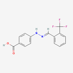 molecular formula C15H11F3N2O2 B3913618 (E)-4-(2-(2-(trifluoromethyl)benzylidene)hydrazinyl)benzoic acid 